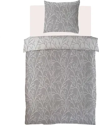 Produktbild von Brielle Mako Satin Wendebettwäsche Set 100% Baumwolle/Fadenzahl 220 mit Reißverschluss 2-teilig Deckenbezug 140 x 200 cm Kissenbezug 65 x 65 cm Dunkelgrau Hellgrau