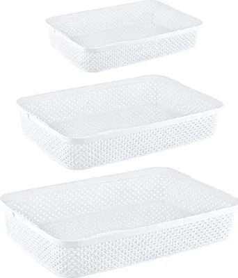 Immagine prodotto di Set di cestini organizzatori 3 pezzi (S, M, L) - Pratiche soluzioni di stoccaggio per ogni casa Bianco