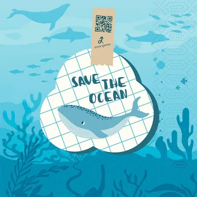 Produktbild von Duni Save the Ocean Tissue Serviette 33 x 33 cm 3 lagig 50 Stück