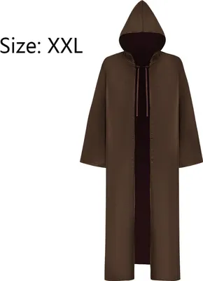 Produktbild von Party Halloween Gothic Cape Cod Kostüm mittelalterliche Kapuze Robe Stoff Halloween Kostüme für Männer und Frauen, kaffee, XXL
