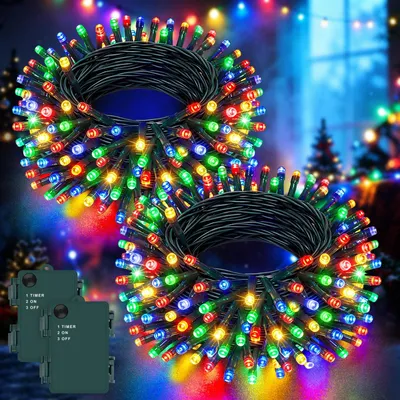 Lichtsnoer 5 m, 50 LEDs, mehrfarbig, Timer, IP65, 2 Stück