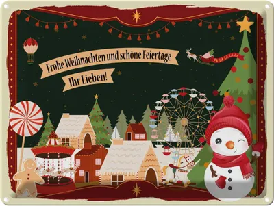 Produktbild von vianmo Blechschild 30x40 cm Frohe Weihnachten ihr Lieben