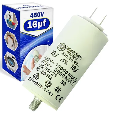 Startkondensator für Waschmaschine, Ø 36 mm, 450 V, 16 µF