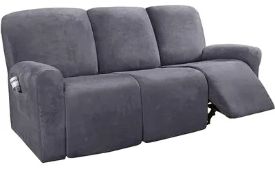 Relaxsesselbezug aus Samt, 3-Sitzer, grau A, elastisch