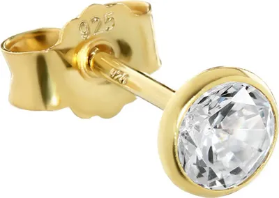 Produktbild von Einzel 4,5mm Ohrstecker 925 Sterling Silber Gelbgold Vergoldet Zirkonia Ohrringe