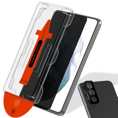 Produktbild von 1-Pack Samsung S21 Displayschutzfolie Privacy & 1-Pack Kameraschutz - Gehärtetes Glas | [Automatische Installation] - Blasenfrei