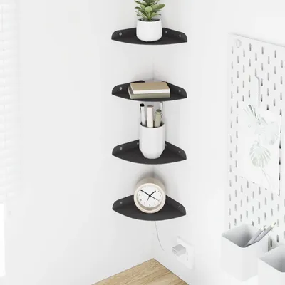 Immagine prodotto di Maison Exclusive - Mensola sospesa con ripiano, 4 pezzi, nero, 15 x 15 x 2 cm