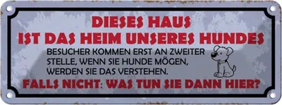 Produktbild von vianmo Blechschild 10x27 cm dieses Haus Heim unseres Hundes Tier Haustier Hund