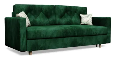 Produktbild von Schlafsofa ZORRA Flaschengrün mit Schlaffunktion Bettkasten Bonellfederung 217 cm modernes Sofa