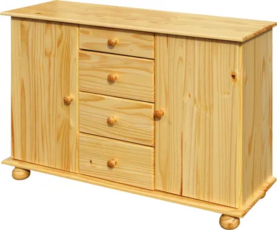 Produktbild von SIT Möbel Kommode mit 4 Schubladen, 2 Türen | Kiefer-Holz massiv | natur | B 119 x T 38 x H 81 cm | 19000-65 | Serie KOMMODE