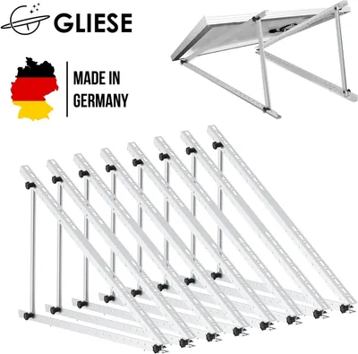 Produktbild von 8 Stück PV Halterung 114cm für 4 Solarpanel Halterung Verstellbar 0°-90° Aufständerung Flachdach PV Solarmodul Halterung Mobile Solaranlage Flachdach