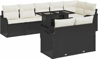 Immagine prodotto di vidaXL Set da salotto con cuscini 9 pezzi in polirattan nero