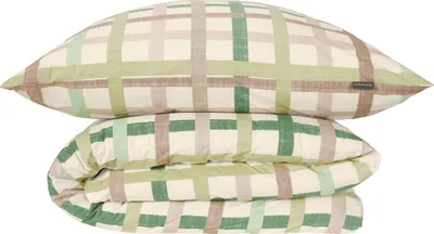 Produktbild von Schiesser Bettwäscheset Luiza | 2-teilig | Kariert | Renforcé | 100 % Baumwolle | Reißverschluss | 155x220cm + 80x80cm | Grün