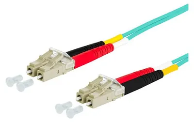 Imagen del producto de Cable de conexión OpDAT de METZ CONNECT, con conectores LC-D/LC-D, fibra óptica OM3, longitud de 3 metros