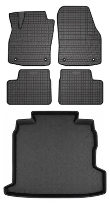 Productafbeelding van Rubberen automatten + kofferbakmat voor Opel Astra III H 2007-2010 (sedan) – 5-delig, zwart, op maat – Wielganizator SolidPRO