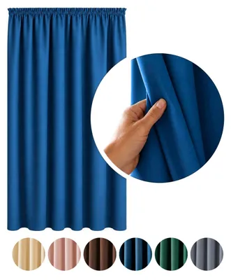 Produktbild von MEBLEODNOWA, Verdunkelungsvorhang, Blackout Vorhang, Blau, 140x250 cm, Vorhang mit Kräuselband, 90 % Lichtdämpfung, Pflegeleicht, Thermovorhang
