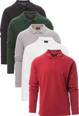 Produktbild von Mivaro Herren Poloshirt 5er Pack Langarm - Langarmshirt mit Polo-Kragen aus 100% Baumwolle - Regular Fit, atmungsaktiv, pflegeleicht, verschiedene Farben, bis 5XL