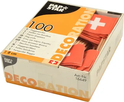Produktbild von Bankett-Zahnstocher mit Schweizer Flagge. 8 cm, 100 Stück