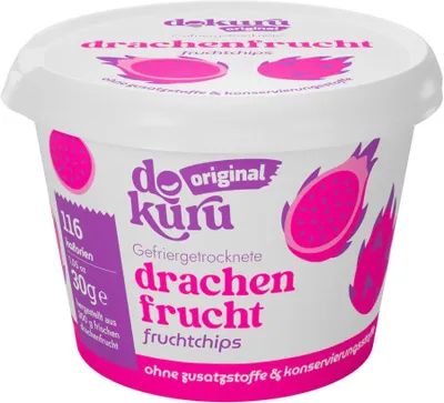 Produktbild von Gefriergetrocknete Drachenfrucht aus 100 % Frucht. Ohne Zuckerzusatz, vegan, glutenfrei und besonders knusprig.