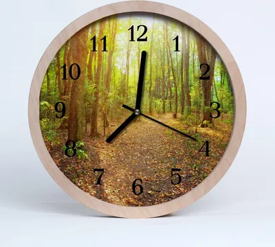 Produktbild von Holzuhr 30fi cm wanduhr - Waldweg Landschaft