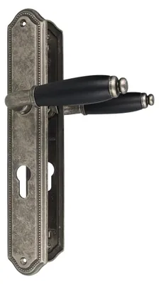 Produktbild von Langschild-Türbeschlag Messing Antik Grau - Türdrücker PZ Griffstück schwarz