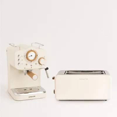 Produktbild von Pack TOAST RETRO Toaster + THERA RETRO Espresso-Maschine mit mattem Finish