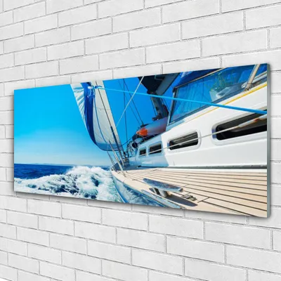 Produktbild von Acrylglasbilder 125x50 Wandbild Druck Boot Landschaft
