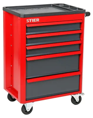 Immagine prodotto di Carrello da officina STIER Basic+, carrello di montaggio con copertura in plastica, non equipaggiato - vuoto, carrello portautensili, carico massimo 185 kg