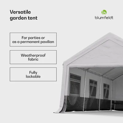 Obrázok produktu pre Blumfeldt párty stan - 6x4 m, stan s bočnými stenami, tkanina odolná voči poveternostným vplyvom, robustný oceľový rám, jednoduchá montáž, ideálny na vonkajšie párty, grilovanie a záhradný pavilón
