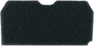 A black foam filter for a dryer.