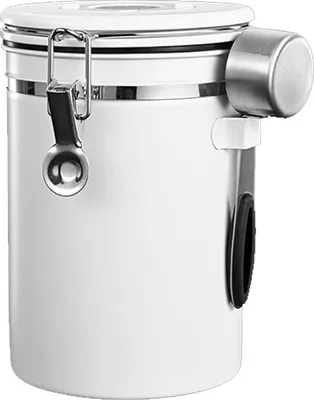 Produktbild von Kaffeedose für gemahlenen Kaffee mit Sichtfenster, Datumsanzeige, Messlöffel, luftdichter Aufbewahrungsbehälter aus Edelstahl 304 für Kaffeebohnen oder -pulver, Tee und Zucker