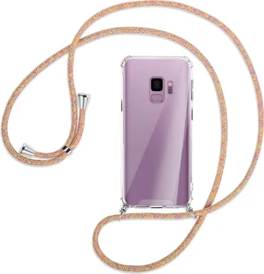 Produktbild von Handykette Backcover-Schutzhülle mit Band (Metall silberfarben) für Samsung Galaxy S9 - Rainbow
