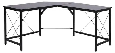 Obrázok produktu pre Rohový písací stôl – počítačový stôl s 3 pracovnými doskami | Farba: Čierna | Rozmery: 150x150x76 cm