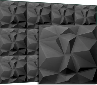 Produktbild von DECCART | 3D Wandpaneele Schwarz | Dekorative Deckenpaneele aus Polystyrol | 50cm x 50cm |  0,25m² | Elegantes Design