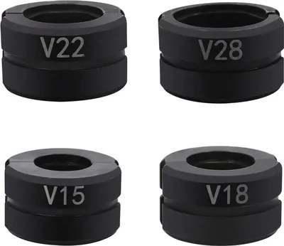 Produktbild von Rohrpressbacke für Verbundrohr - V-Kontur Presszangen-Einsatz - 12–28 mm (12,15,18,22,28) - Handwerkzeugteil - Kunststoff - Schwarz