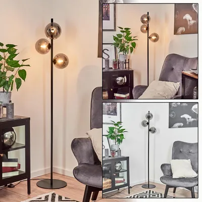 Produktbild von Garaguso moderne Stehlampe aus Metall/Glas in Schwarz/Rauchglas