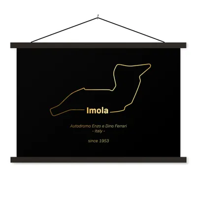 Produktbild von MuchoWow® Textilposter Imola - Formel 1 - Rennstrecke 90x60 cm mit schwarzem Rahmen - Aufhängungssatz