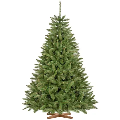 Produktbild von FairyTrees Weihnachtsbaum künstlich 180cm FICHTE Natur mit Christbaum Holzständer | Tannenbaum künstlich mit grünem Stamm |  EU