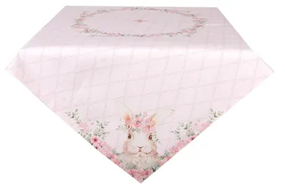 Zdjęcie produktu dla Clayre & Eef Obrus 100x100 cm Różowy Bawełniany Królik