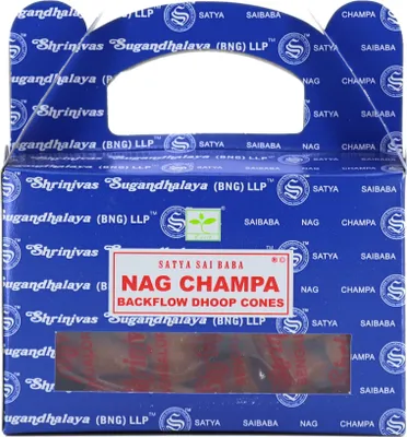 Produktbild von Rückfluss Räucherkegel für den Wasserfall Effekt, 24 handgerollte Kegel aus Indien für Entspannung und Meditation, auch im 3er Set (Nag Champa)