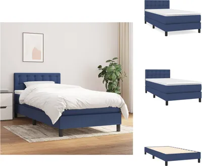 Produktbild von vidaXL Boxspringbett mit Matratze Blau 90x200 cm Stoff -  Betten & Bettgestelle