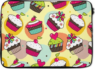 Produktbild von MuchoWow® Laptop Hülle 14 ZollMädchen - Cupcake - Schnittmuster - Mädchen - Kinder - Baby Laptoptasche - Laptoptasche - Stoßsicher - Schutzhaube