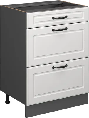 Produktbild von Küchenunterschrank Vicco R-Line Weiß Landhaus 60 cm mit Schubladen, ohne Arbeitsplatte, Model 37821