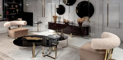 Produktbild von Set 6tlg Sessel Couchtisch Sideboard Spiegel Wohnzimmer Ästhetik Schönheit Luxus