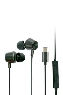Produktbild von Grundig Kopfhörer mit Kabel USBC - Headset mit 120cm Kabel - Earbuds mit Mikrofon - Kompatibel mit iPhone, Samsung und Tablet - Noise Cancelling Air Bud - Schwarz
