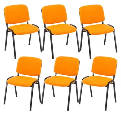 Produktbild von CLP 6er Set Besucherstuhl Ken Stoff stapelbar und mit robustem Metallgestell orange
