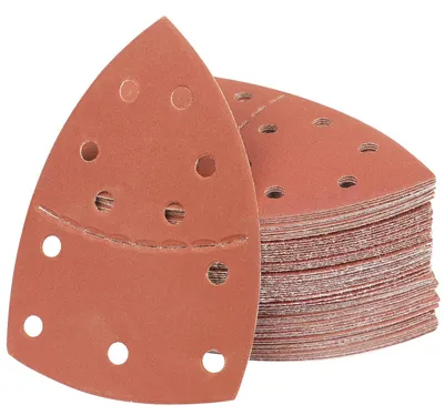 Produktbild von Deltaschleifer Schleifpapier 100 Stück 320 Körnung Klett Schleifdreiecke 152x105mm für Holz Beton Metall 11 Löcher