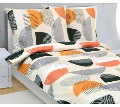 Obrázek produktu pro Bavlněné povlečení - 140x200 cm. 70x90 - oranžová,šedá