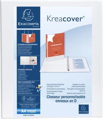 Image de Exacompta 10x Classeur PP 4 anneaux en D 30mm A4 maxi Blanc 51842E