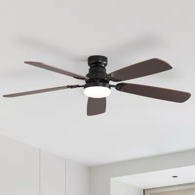 Produktbild von Sofucor Deckenventilator mit Licht und Fernbedienung, DC, 132 cm, 5 ABS-Flügel, schwarz